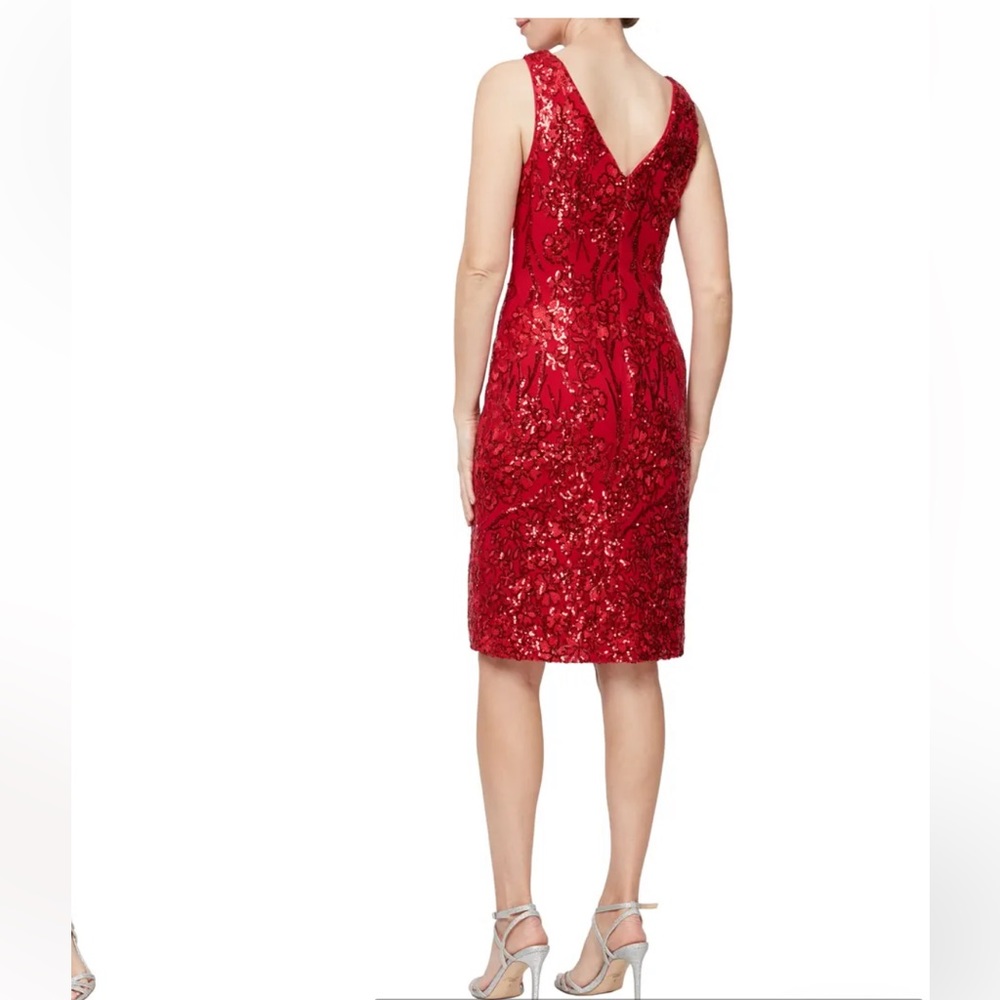 NWT,Alex & Eve from Alex evenings Sequin Floral Sheath Dress
,red - Picture 3 of 17